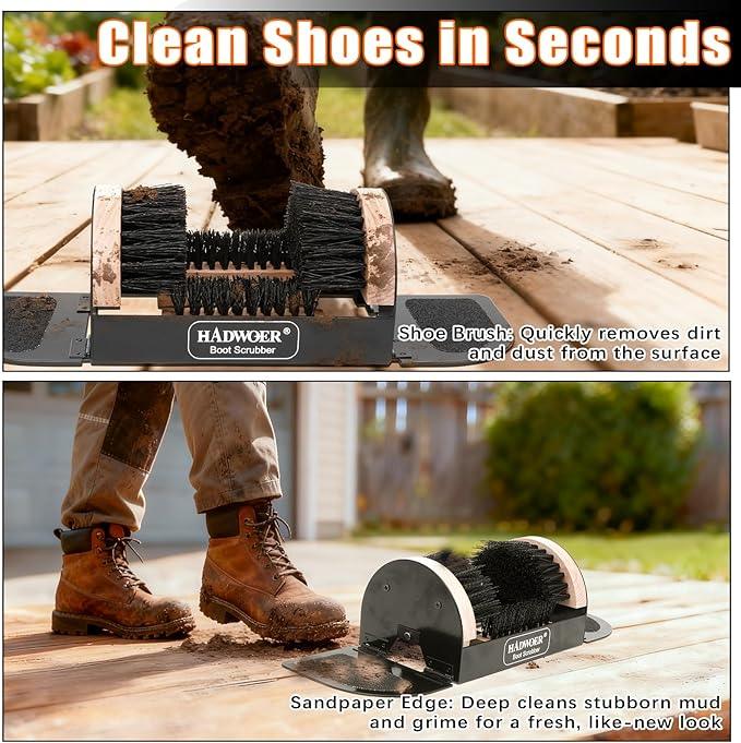 Hadwoer Boot Brush Scraper Outdoor – Heavy Duty Boot Scrubber & Shoe Cleaner Brush with Sturdy Bristles – Resistant Boot Cleaner for Mud, Dirt & Snow – Durable Outdoor Boot Scrapers with Brushes - NeatNest