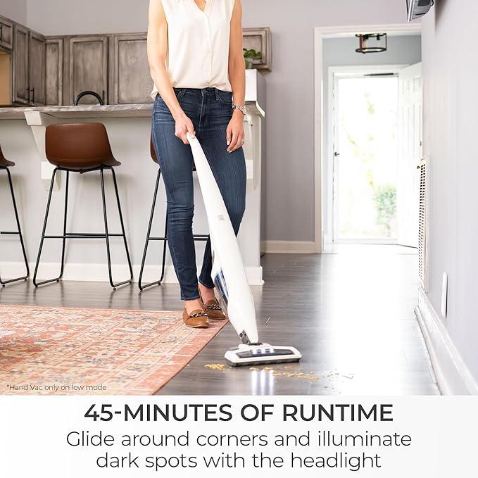 Kenmore DS1030 Cordless Stick Vacuum Lightweight Cleaner 2-Speed Power Suction LED Headlight 2-in-1 Handheld for Hardwood Floor, Carpet & Pet Hair, White - NeatNest