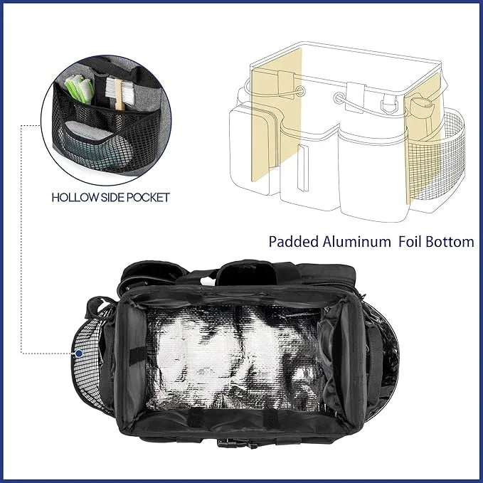 LoDrid Large Professional Cleaning Caddy with Detachable Divider, Supply Organizer with Handle and Shoulder Strap, Cleaning Bags for Housekeepers & Cleaners, Black - NeatNest