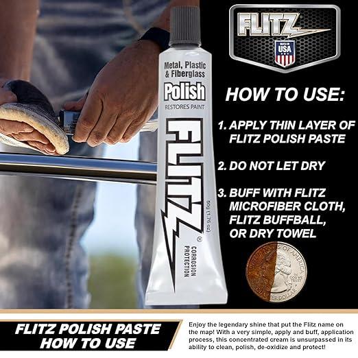 Flitz Multi-Purpose Metal Polish Paste - 1.76oz Tube of USA-Made Chrome Polish - Works on Stainless Steel, Aluminum, Plastic, Jewelry and Cars - Non-Abrasive Cleaner & Rust Remover (1 Pack) - NeatNest