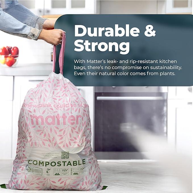 Matter Compostable Variety Pack 3 Gallon and 13 Gallon Kitchen Trash Bags with Drawstring, Unscented, Durable, Leak-Resistant, Eco-Friendly, 70 Count - NeatNest