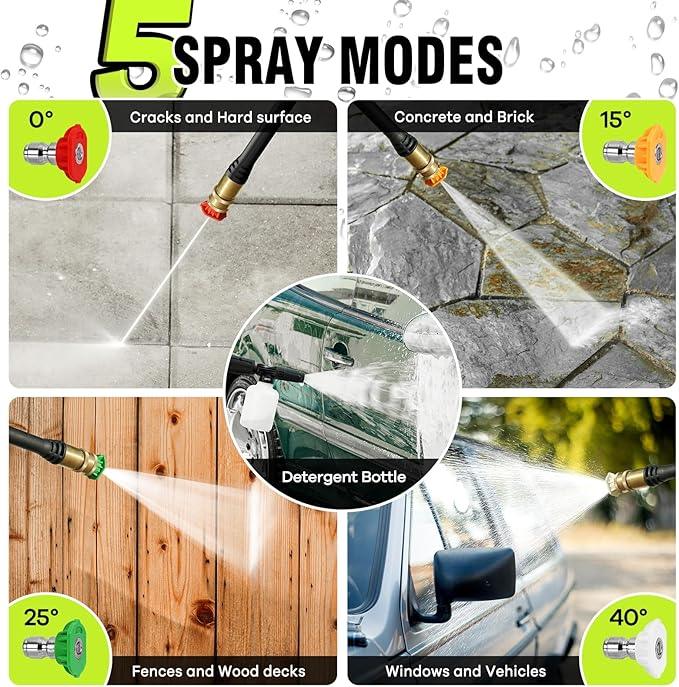 Pressure Washer, Power Washer with 4 Quick Connect Nozzles, High Pressure Cleaning Machine with Foam Cannon for Cars/Fences/Driveways/Patios/Home Cleaning - NeatNest