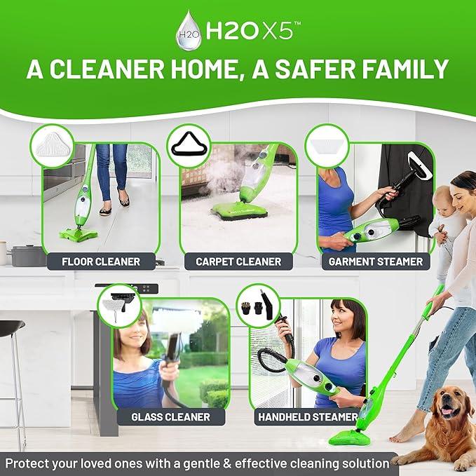 H2O X5 5-in-1 Multi-Purpose Steam Mop, Handheld Steam Cleaner, Adjustable Height, Removable Tank, Large Capacity, Rapid Heat Up, Steam Control, Lightweight, High Pressure - NeatNest