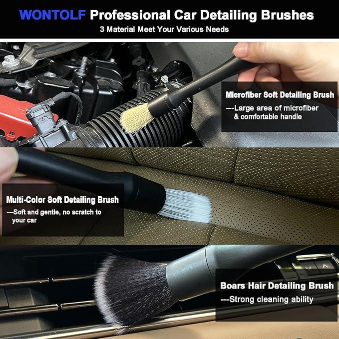 Wontolf Complete Car Wash Cleaning Kit with Car Wash Brush, Car Wash Soap, Interior Cleaner, Wheel Cleaner, Window Squeegee, Car Interior Detailing Kit for Cars Trucks RVs SUVs, 17pcs - NeatNest