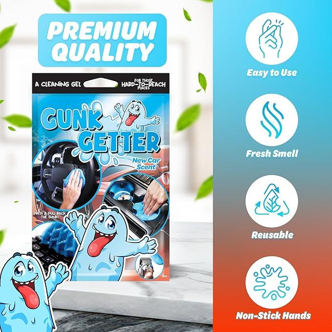Gunk Getter, Cleaning Gel for Those Hard to Reach Places, Automotive Cup Holder Electronic Keyboard Office, Slime Gel Cleaner Dust Crumb Removal (New Car, 12 Pack) - NeatNest