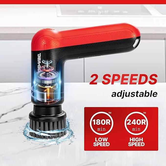 Shop-Vac Cordless Spin Scrubber, 2-Speed (180/240RPM) Electric Cleaning Brush with 5 Multi-Surface Heads, 2000mAh Battery, 60-Min Runtime, for Kitchen & Bathroom - NeatNest