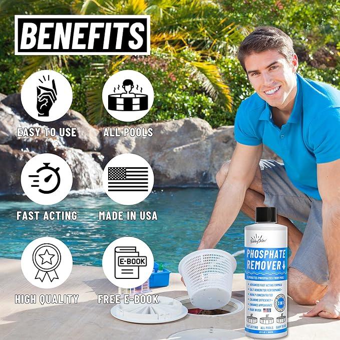 Phosphate Remover - Pool Chemicals, Pool Phosphate Remover, Pool Chemicals For Inground Pools & Above Ground Swimming Pools, Perfect for Pool Openings to Make Your Pool Phosphate Free 32oz - NeatNest