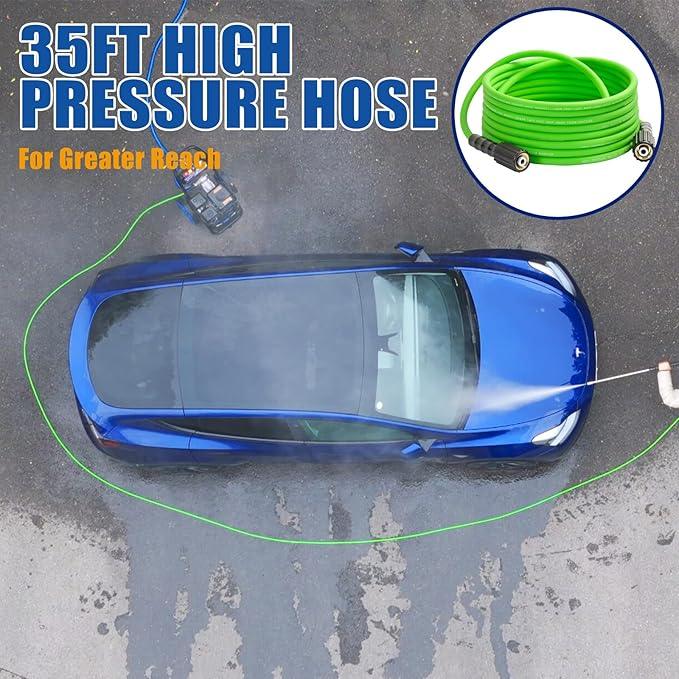 TOOLCY Gas Pressure Washer 3400 PSI & 2.8 GPM, High-Performance 212cc Engine, Foldable Handle, Reinforced Pump, 35FT Extended Power Hose, Kink-Less Swivel Gun with & 5 Nozzles, for Driveways/Patios - NeatNest