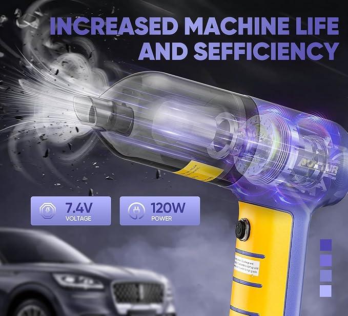 Car Vacuum Portable Cordless 3 in 1 Handheld Car Vacuum 15000PA High Power with Brushless Motor,5200mAh withType-C Charing Small Vacuum Cleaner Portable Cordless,SW101Blue Yellow - NeatNest