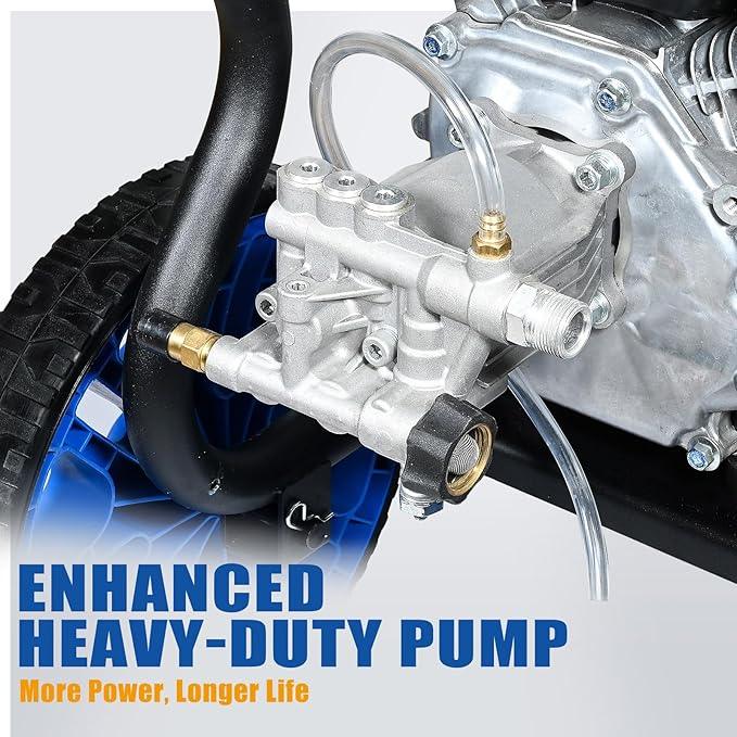 TOOLCY Gas Pressure Washer 3400 PSI & 2.8 GPM, High-Performance 212cc Engine, Foldable Handle, Reinforced Pump, 35FT Extended Power Hose, Kink-Less Swivel Gun with & 5 Nozzles, for Driveways/Patios - NeatNest