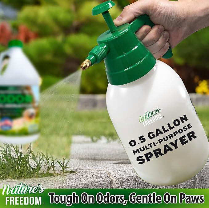 Nature's Freedom Outdoor Pet Odor Eliminator – Gallon Enzyme Cleaner with Pump Sprayer for Yard, Turf, Patios, Kennels, Concrete - NeatNest