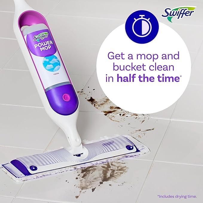 Swiffer PowerMop Multi-Surface Mop Kit for Floor Cleaning, Includes PowerMop, 2 Mopping Pad Refills, 1 Cleaning Solution with Fresh Scent and 2 Batteries - NeatNest