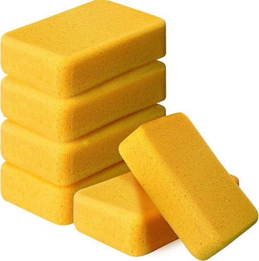 Tioncy 6 Pcs Large Sponges Bulk 7.5 x 5.5 x 1.9 Inch Grouting Car Wash Foam Cleaning and Washing Sponge Commercial Foam Large All Purpose for Cleaning Dishes Car Tile Bike (Yellow) - NeatNest