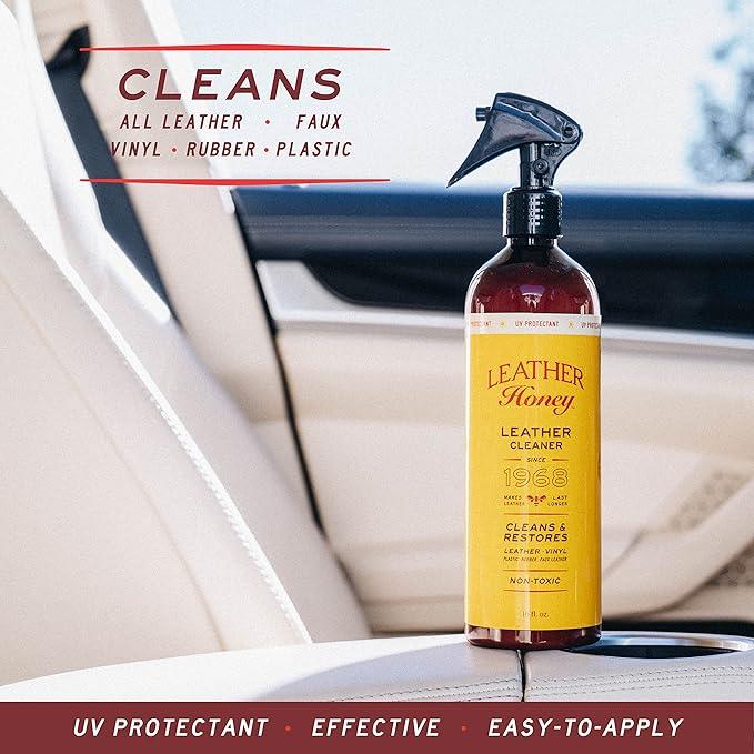 Leather Honey Cleaner and Conditioner Bundle with 16oz Spray Cleaner with UV Protectant and 8oz Conditioner - NeatNest