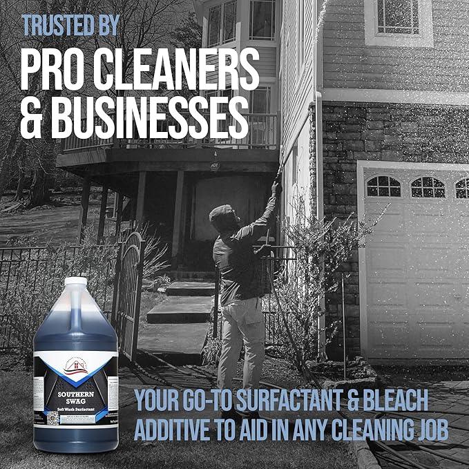 Southeast Softwash Southern Swag - Professional Exterior House Cleaner, Siding Cleaner & Roof Wash Surfactant for Pressure Washing & Soft Wash Applications | Fresh Rain Scent, 1 Gallon (4 Pack) - NeatNest