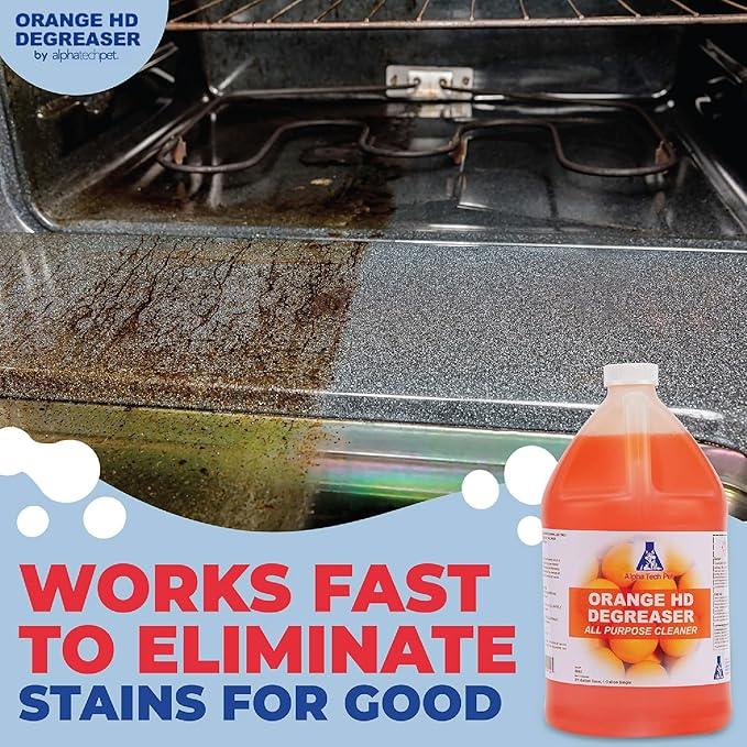 Orange HD Degreaser - Citrus Heavy Duty Degreaser and Cleaner for Tough Stains and Grease, Fast-Acting, Non-Corrosive Cleaner, 1 Gallon by Alpha Tech Pet - NeatNest