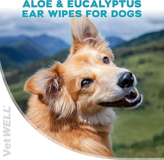 EarWELL by VetWELL Dog Ear Wipes - Otic Cleaning Wipes for Infections and Controlling Ear Odor in Pets - 100 Count - NeatNest