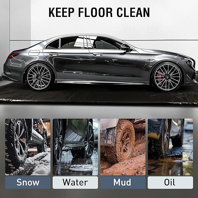 Huatean Home Garage Floor Mat, (8'6" x 22") Under Car Waterproof Containment Mats, Oil Mat for Garage Covering, Garages Floor Mats for Under Car, Keeps Dry and Clean - NeatNest
