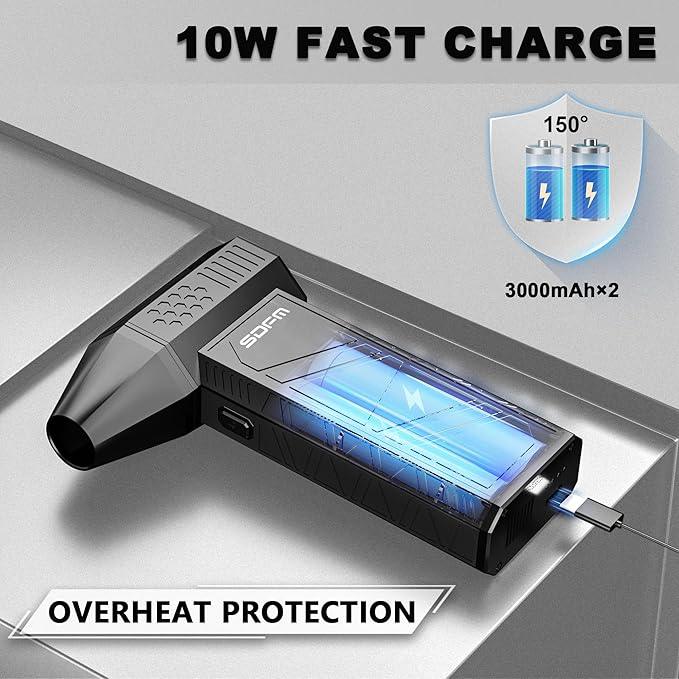 SDFM Electric Air Duster - 130000RPM Compressed Air Duster，3 Gear Adjustable Jet Dry Blower can Reusable Can for Computer Keyboard,Outdoors,Car,Home.… (Black) - NeatNest