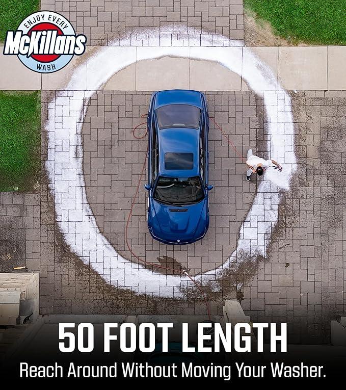 McKillans® QC Installed Pressure Washer Hose 50 ft - Flexible & Kink-resistant - Steel-Braided & Durable- 3/8" QC Pre-Installed Stainless Steel - Power Washer Hose - High Pressure 1/4" Inner Diameter - NeatNest
