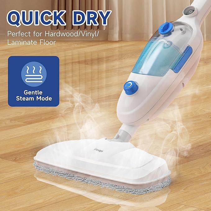 Steam Mop for Floor Cleaning, 10in1 Multi Purpose Handheld Steamer Cleaner Detachable for Vinyl, Laminate, Carpet, Tile Hard Floor Grout w/ 2 pad, 23ft Cord, 15oz Tank, Adjustable Steam & Height - NeatNest
