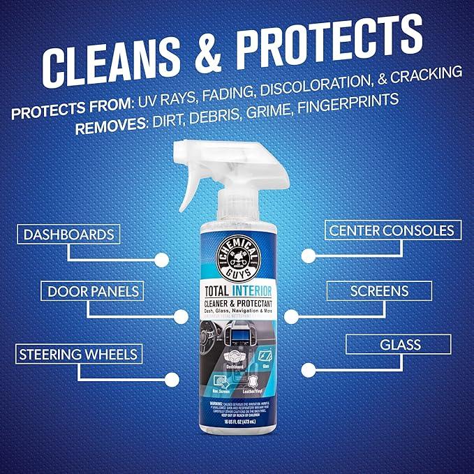 Chemical Guys Car Detailing Kit, Car Cleaning Kit with Total Interior Cleaner & Protectant, Sprayable Wheel Cleaner, Car Wash Soap, Bucket, Brushes, and Detailing Accessories - 17 Piece Wash Kit - NeatNest