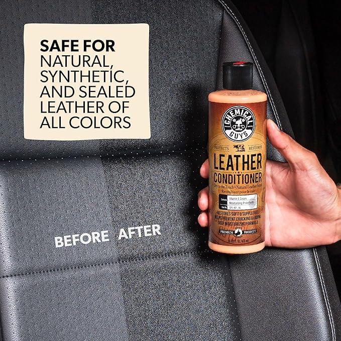 Chemical Guys Leather Cleaner and Conditioner Detailing Kit - Leather Care Kit For Natural, Synthetic, Faux, Pleather, and More for Car Interiors, Apparel, Furniture, Boots & Accessories - 9 Items - NeatNest