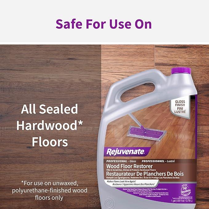 Rejuvenate Professional Wood Floor Restorer Fills Scratches, Shines And Protects Wood Flooring For A High Gloss Shine, 1 Gallon - NeatNest