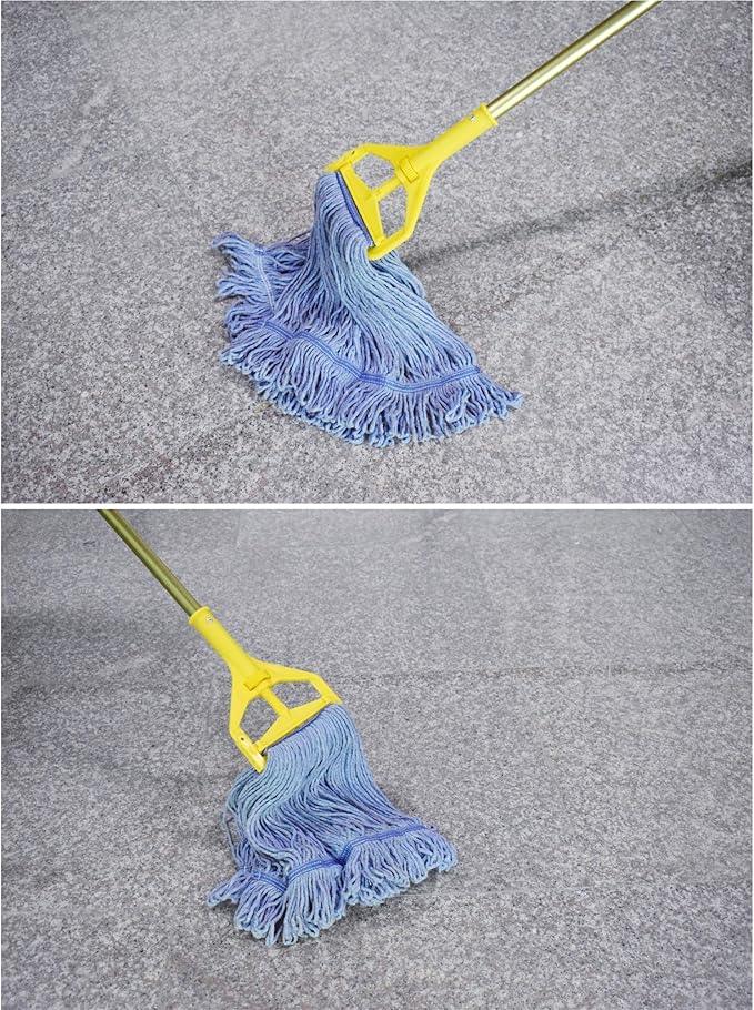 String Mop Heads Replacement Heavy Duty Commercial Grade Blue Cotton Looped End Wet Industrial Cleaning Mop Head Refills (6, Medium) - NeatNest