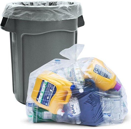 Veska 30-33 Gallon Clear Trash Bags Heavy Duty (Value Pack 100 Bags w/Ties) Large Clear Plastic Recycling Garbage Bags. Large Trash Bags 30+, 32 Gallon - NeatNest