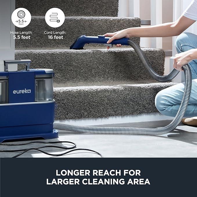 EUREKA Portable Carpet and Upholstery Cleaner, Spot Cleaner for Pets, Stain Remover for Carpet, Area Rugs, Upholstery, Coaches and Car, 50.7oz Large Water Tank, NEY100 with Cleaning Formula, Blue - NeatNest