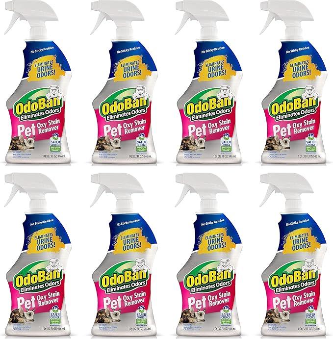 OdoBan Pet Solutions Oxy Stain Remover, Pet Stain Eliminator, Made in the USA, 8-Pack, 32 Ounce Spray Each - NeatNest