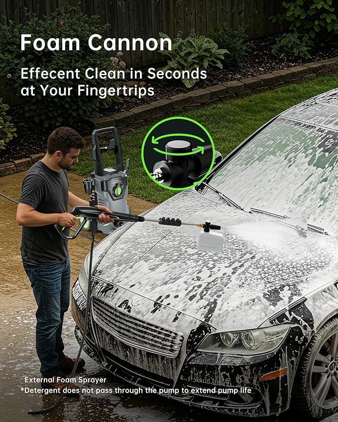 Pressure Washer, Power Washer with Foam Cannon High Pressure Washer for Cars, Fences, Patios, Decks, Patios and Driveway Powerwasher - NeatNest