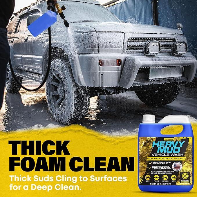 Durabasics Heavy Mud Wash – Highly Concentrated 1:32 Ratio, Thick Foam Car Wash Soap & ATV Cleaner for Trucks, UTV Cleaner, Dirt Bikes & RVs – Works with Foam Cannons & Bucket Washes – 64 fl oz - NeatNest