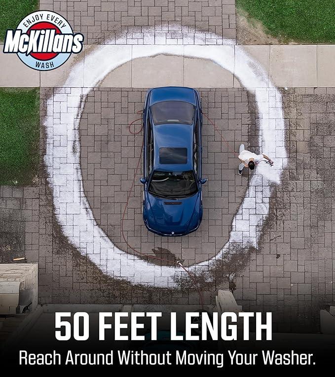 McKillans® Pressure Washer Hose 50 ft - Flexible & Kink-resistant - Steel-Braided & Durable- M22-14mm Stainless Steel Plug - Power Washer Hose - High Pressure 1/4" Inner Diameter - Long 50 ft Reach - NeatNest
