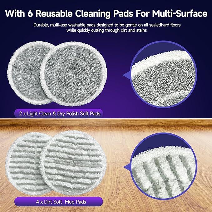 Scrubbing Steam Mop, Steam Mops for Floor Cleaning with Rotating Pads, 4 Cleaning Modes & LED Headlights, Swivel Steering,Safe for all Sealed Hard Floors F2 - NeatNest