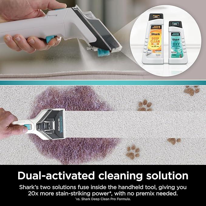 Shark CarpetXpert with StainStriker Upright Carpet, Area Rug & Upholstery Cleaner with Pet Mess Extractor Tool, Perfect for Pets, Carpet Shampooer, 3 Cleaning Tools, Cleaning Solutions, White, EX201 - NeatNest