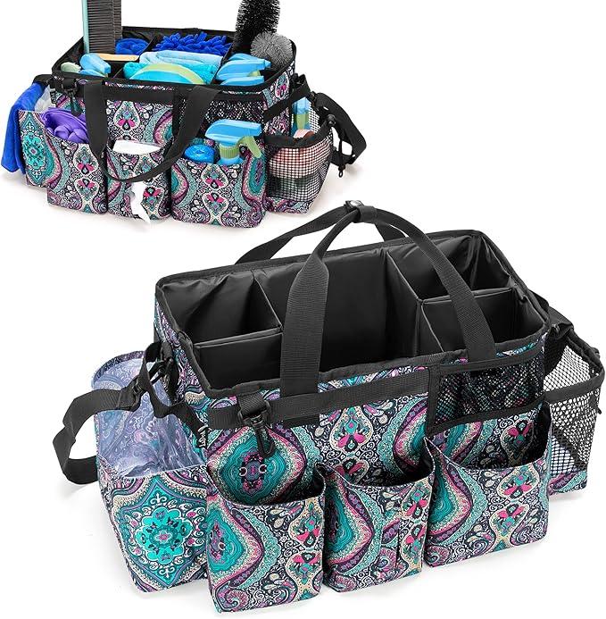 LoDrid Wearable Cleaning Caddy Bag with 4 Foldable Dividers, Cleaning Supply Organizer with Shoulder Strap and Side Handles for Cleaners & Housekeepers, Totem - NeatNest