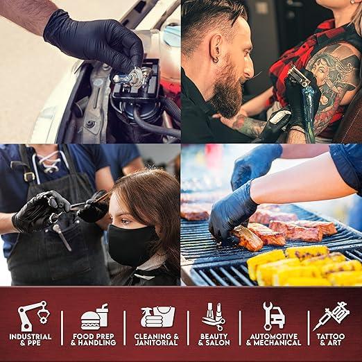 Heavy Duty 6 Mil Black Nitrile Gloves - Disposable, Latex & Powder Free | Mechanic, Food Prep & Tattoo | Rubber Gloves for Cooking, Cleaning & Household |Bulk Case of (1000) - NeatNest