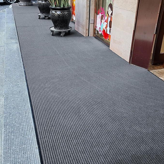 TANYOYO 3' X 10' Commercial Grade Door Floor Mat Brush Step Entrance Mat Vinyl Backed Utility Doormat Heavy Duty Floor Rugs Commercial Outdoor Carpet Indoor Entrance Mat，Grey - NeatNest