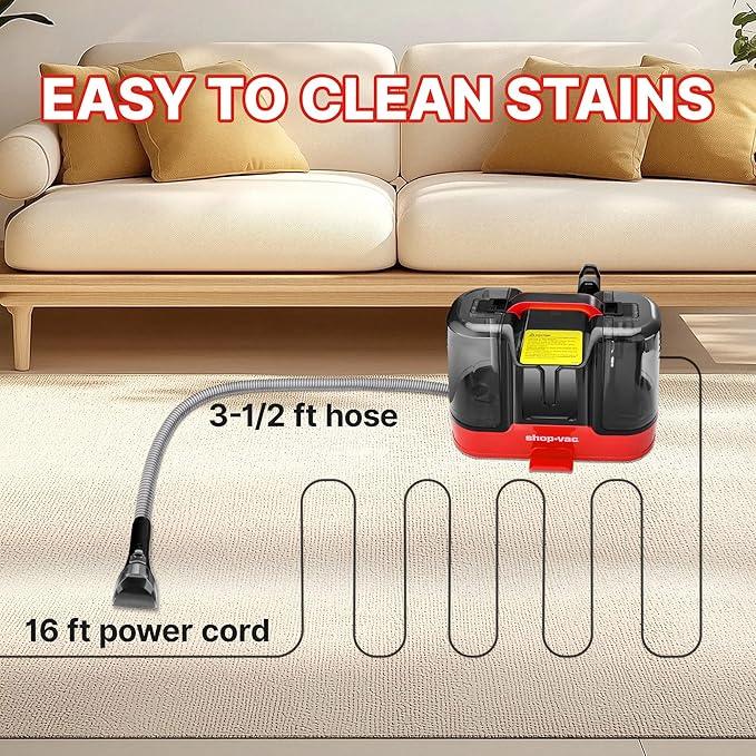 Shop-Vac Portable Carpet and Upholstery Cleaner Machine, Powerful Spot Cleaner for Pet Stains, Sofa, Rug, Mattress, Curtain and Window, Lightweight with One Cleaner Solutions - NeatNest