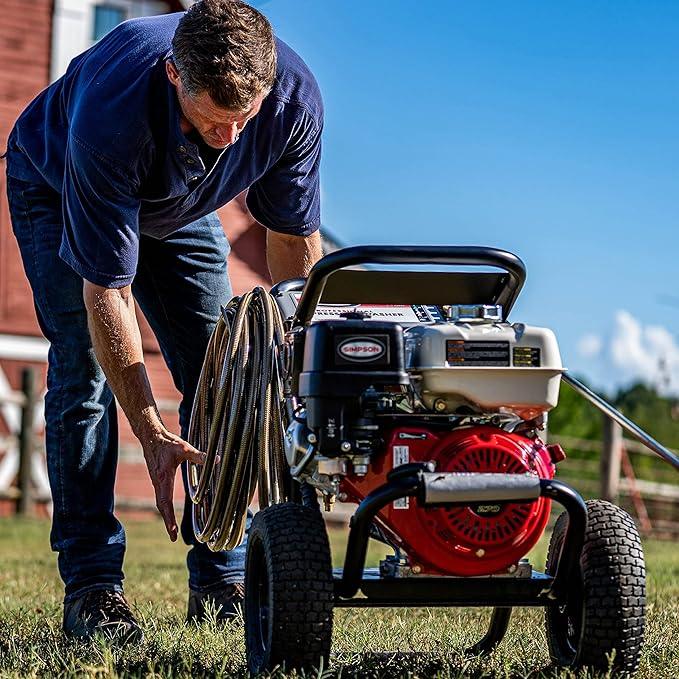 Simpson Cleaning PS60869 PowerShot 4000 PSI Gas Pressure Washer, 3.5 GPM AAA Triplex Pump, Honda GX270 Engine, Includes Spray Gun, Wand, 5 QC Nozzle Tips, 3/8-inch x 50-Foot Monster Hose, 49-State - NeatNest