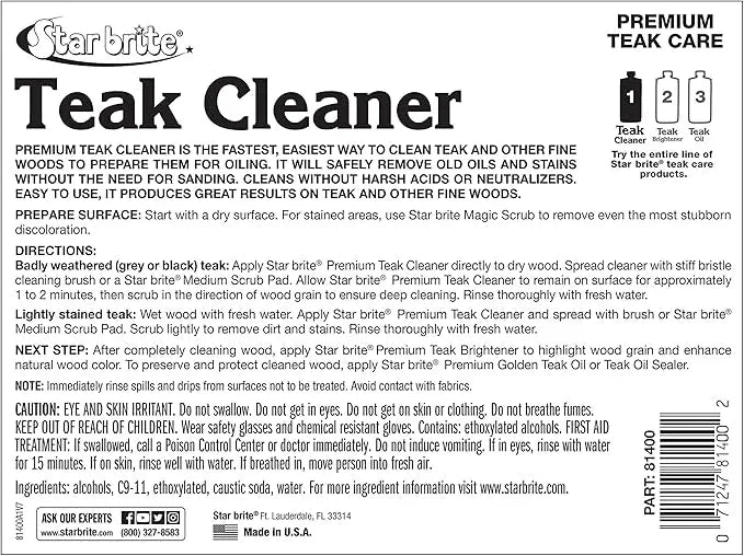 STAR BRITE Premium Teak Cleaner - Restore, Renew & Refresh Old Weathered Gray Teak Furniture & Other Fine Woods - Step 1-1 GAL (081400N) - NeatNest