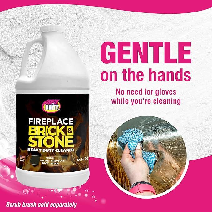 Quick 'n Brite Fireplace Gel Cleaner for Brick, Stone, Rock, Tile, and Marble, Nonabrasive Fireplace Cleaner, Made in the USA, 64oz - NeatNest