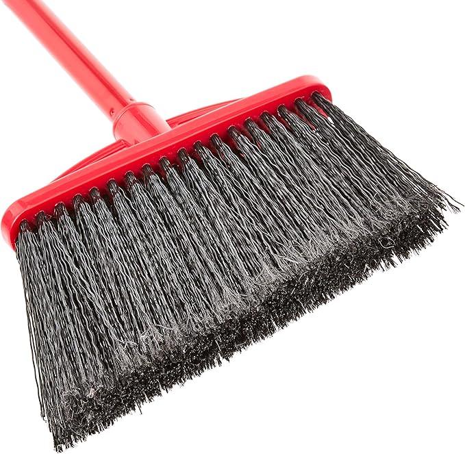 Amazon Basics Angle Broom With Metal Handle, 6-Pack, Black & Red - NeatNest