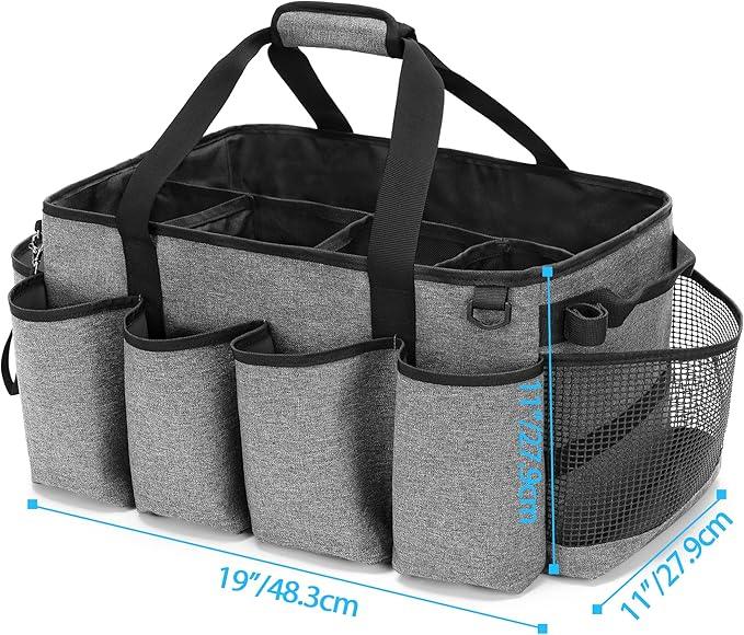 Extra-Large Cleaning Caddy, Organizer with Handles for Cleaning Tools & Products Storage, Large Capacity Tote Bag for Car, Home & Housekeeping Work, Gray - NeatNest