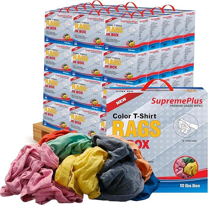 Premium Color Knit Cleaning Rags (600 lbs. Pallet 60x10 lbs. Compressed Boxes) – Shop Cloths Bulk for Workshops, Mechanics, Painters, and Home Use, Multipurpose Cotton T-Shirt Rags - NeatNest