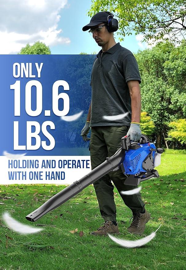 WILD BADGER POWER Leaf Blower,26cc Gas Powered Cordless 2-Cycle Engine for Lawn Care, 475CFM 165MPH Strong Air Flow for Leaf, Sand, Gravel and Snow, Light Weight 10.1 lbs - NeatNest