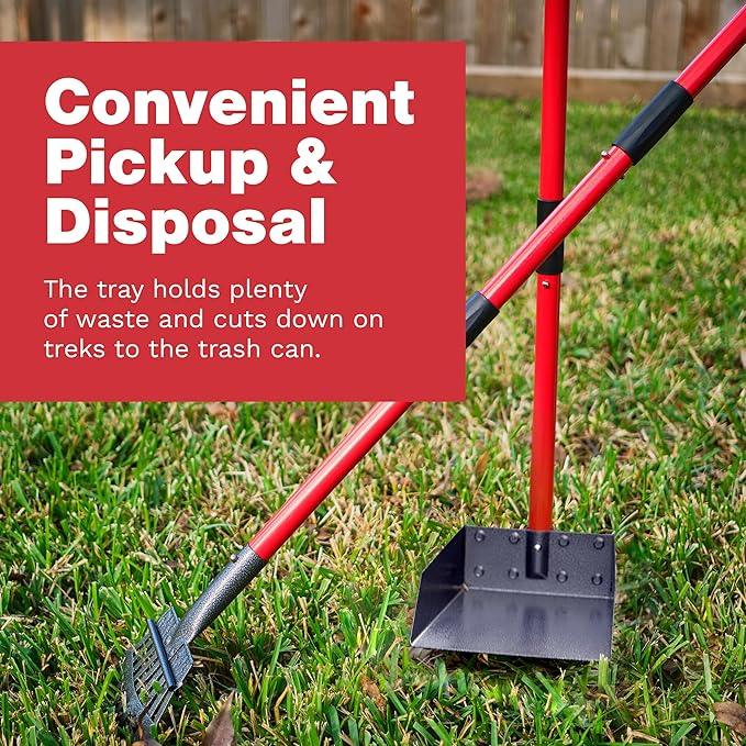 Pooper Scooper for Large Dogs and Small Dogs, Metal Poop Scooper Set with Long Handle Rake and Heavy Duty Tray for Yard, Grass, Dirt or Gravel, Heavy Duty Aluminum Poop Picker Upper - NeatNest