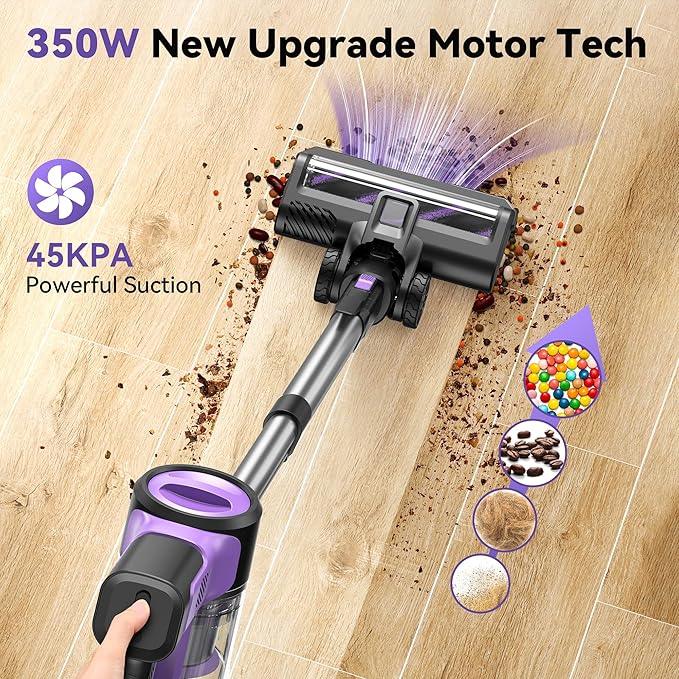 DEVOAC Cordless Vacuum Cleaner for Home, 45Kpa Lightweight Stick Vacuum with Powerful Suction, Rechargeable Battery Up to 50mins, Handheld Vacuum Cleaners for Hardwood Floor, Carpet, Pet Hair - NeatNest